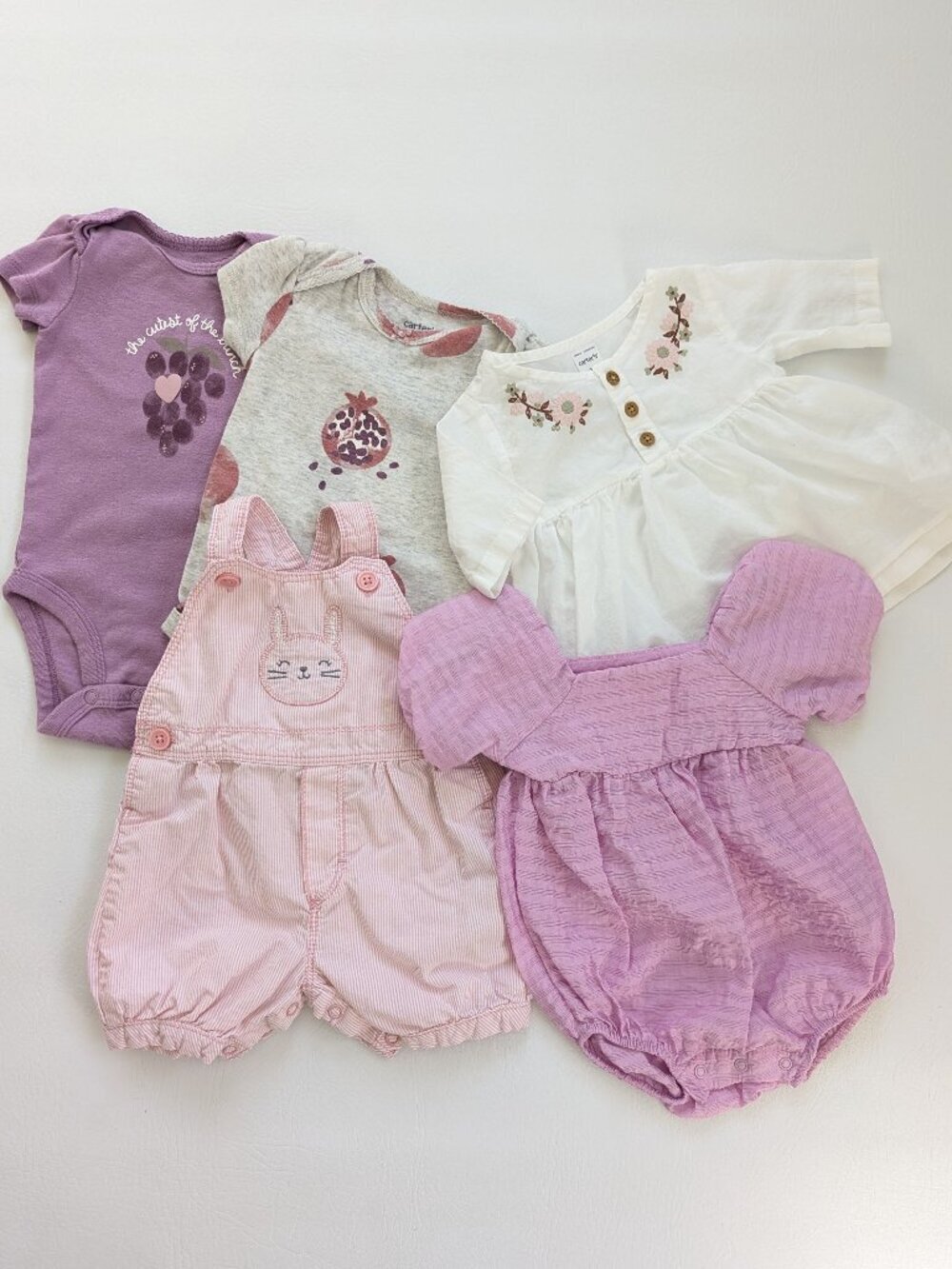 Lot Of 5 Carters Cat & Jack 3M Baby Girl Summer Clothes
